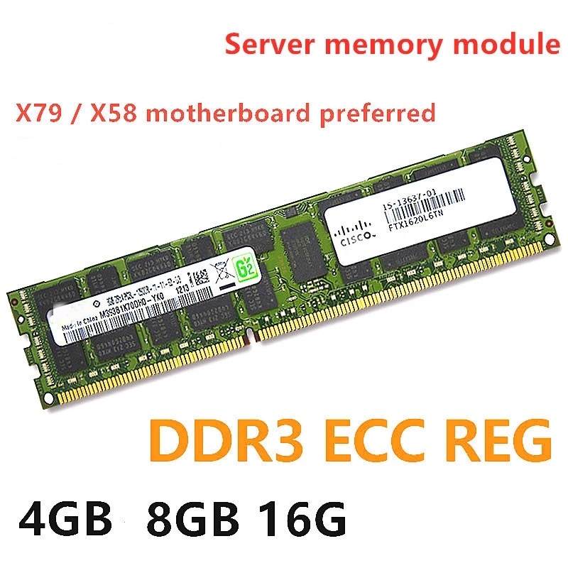 เมนบอร์ดหน่วยความจําเซิร์ฟเวอร์ Ddr3 4GB 8GB 16GB REG ECC 1333 1600 1866MHz PC3 PC3L RAM รองรับ x79 x58 LGA 2011