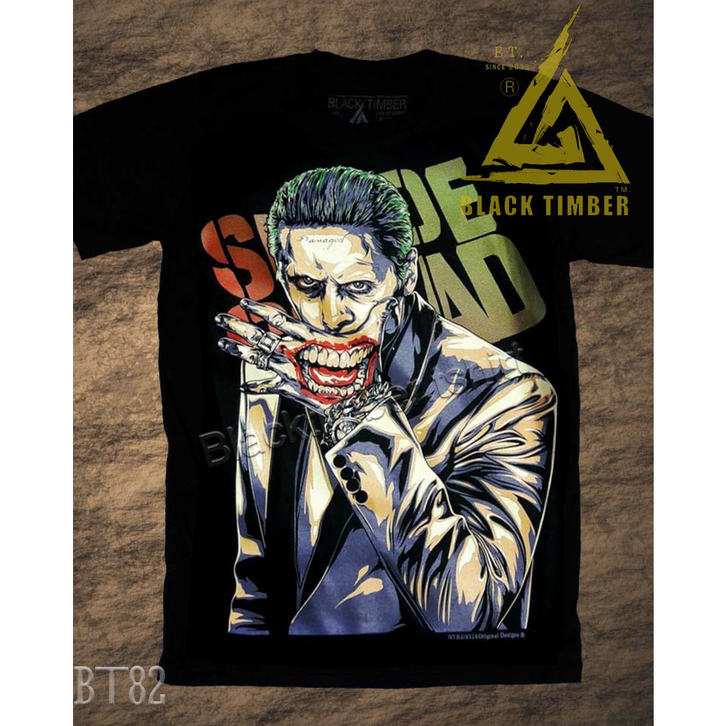 เสื้อยืดผ้าฝ้ายพรีเมี่ยม BT 82 Joker Suicide Squad Jared เสื้อยืด สีดำ BT Black Timber T-Shirt ผ้าคอ