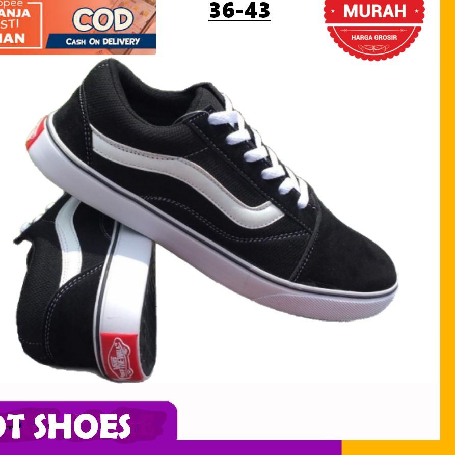 Putih HITAM !!! 8.8 Vans Old Skool Classic Black And White Shoes More Without Box [ รหัส 930 ]