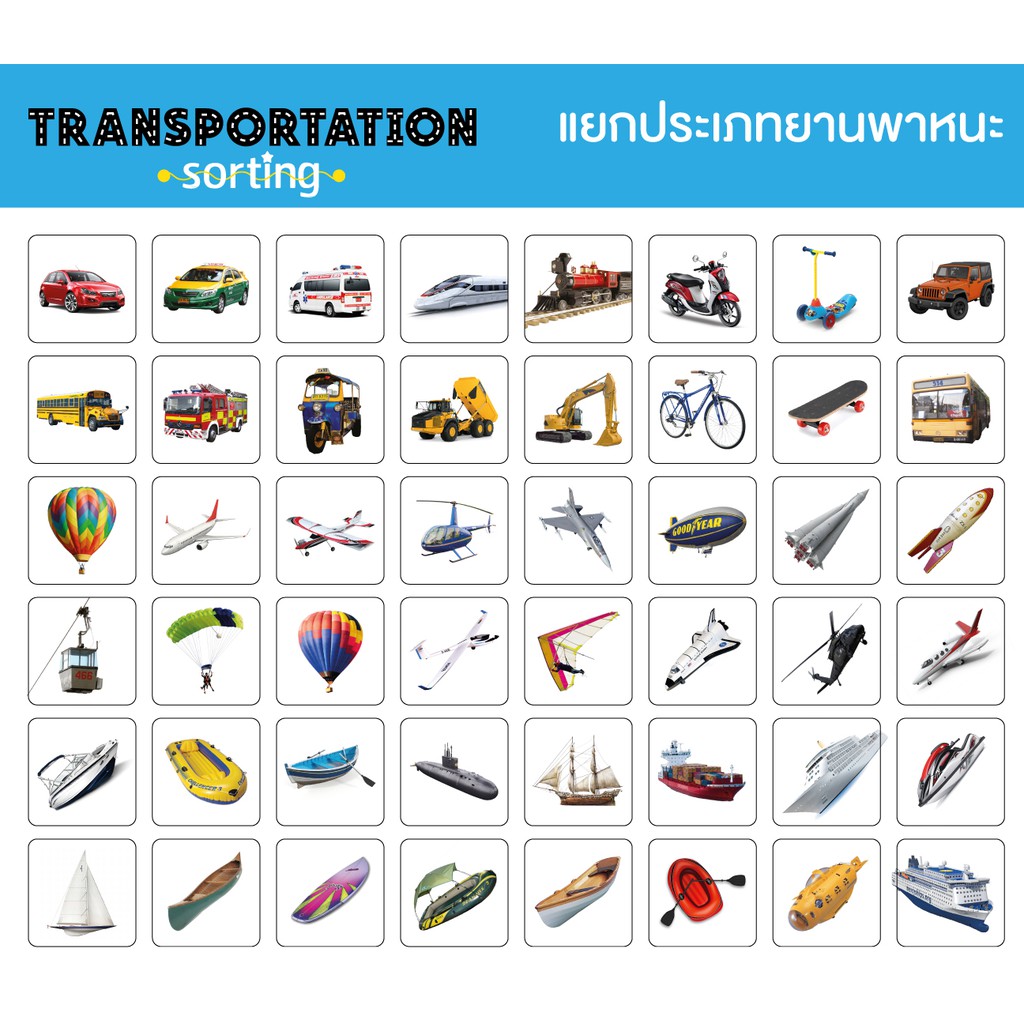 เกมจัดกลุ่ม แยกประเภท แยกขยะ แยกรูปร่าง แยกอาหาร แยกพาหนะ ซองกันน้ำ พกพาสะดวก Sorting game KP - รูปที่ 4