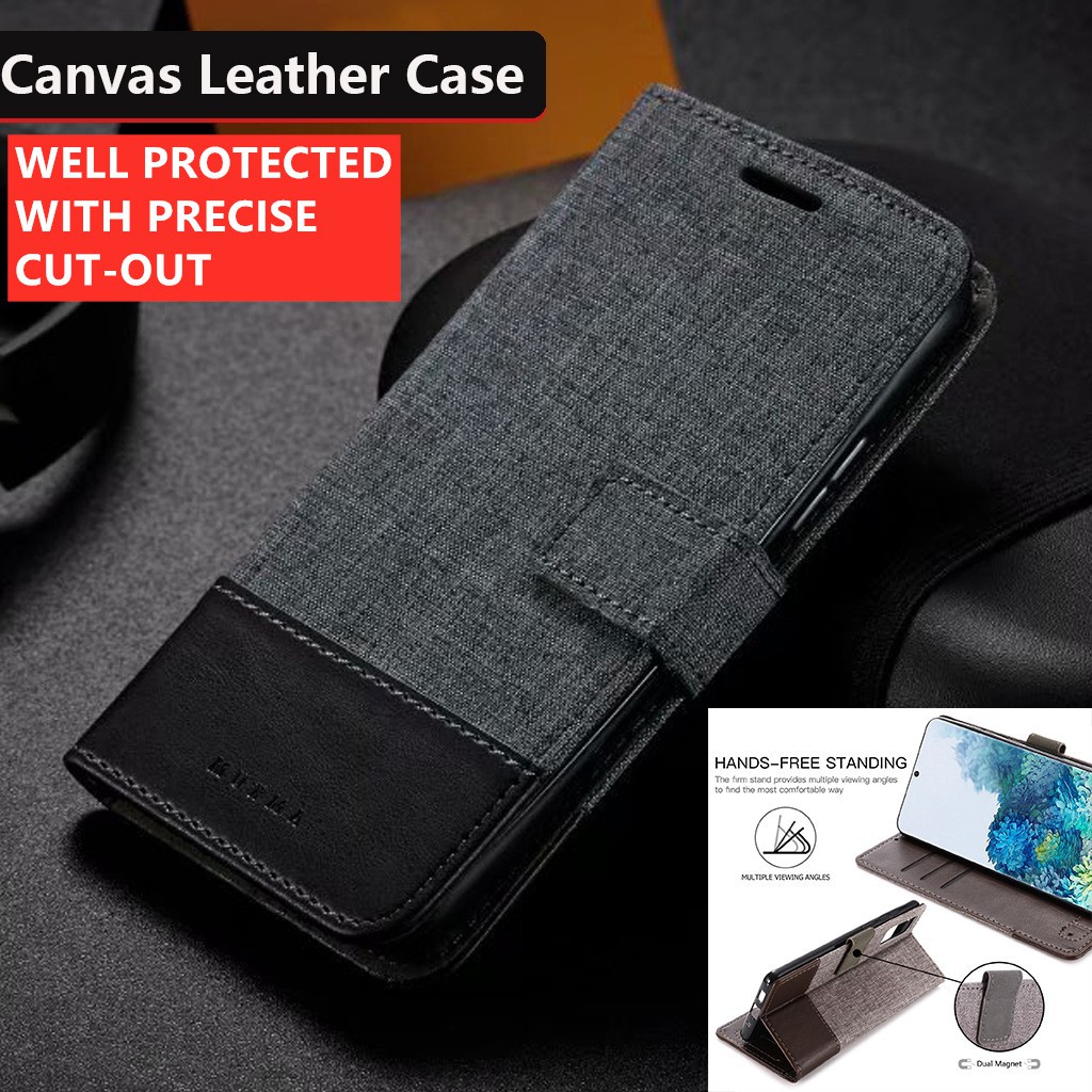 เคสโทรศัพท์หนังผ้าฝาพับซัมซุง Samsung Galaxy C9 C7 C5 Pro C9Pro C7Pro C5Pro J8 2017 J6 2018 J7 Prime J7 J5 Pro J5Pro Canvas Leather Case Protection Wallet Card Slot Shockproof Flip Phone Case