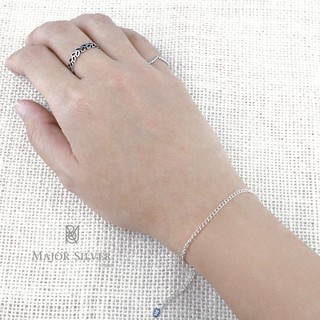 สร้อยข้อมือ เงินแท้ 92.5% สร้อย TR45  เกาหลีสุดๆ ใส่ได้ในทุกโอกาส Major Silver  :  Eb-TR45