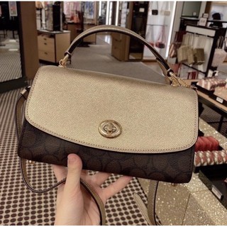 พร้อมส่งcoachแท้💯 COACH TILLY SATCHEL 23 IN SIGNATURE CANVAS