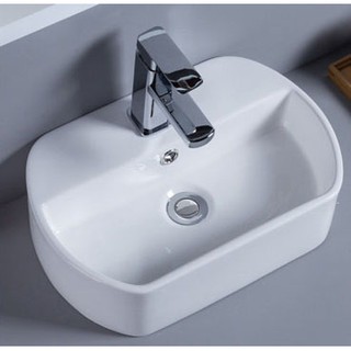 อ่างล้างหน้าเซรามิกทรงสี่เหลี่ยมมุมโค้ง(Counter basin DD028 )