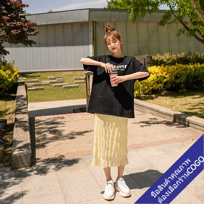 COGO เสื้อยืดแขนสั้นลำลองหญิงน่ารัก oversize เสื้อผ้าแฟชั่นสาวอวบ  เสื้อยืดโอเวอร์ไซส์ผู้หญิง แขนสั้นเกาหลี ไซส์ใหญ่ thumbnail 7
