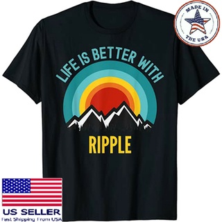 [COD]เสื้อยืดผ้าฝ้าย พิมพ์ลายเหรียญระลอกคลื่น Xrp Crypto Life Is Better With Xrp สําหรับผู้ชายS-5XL