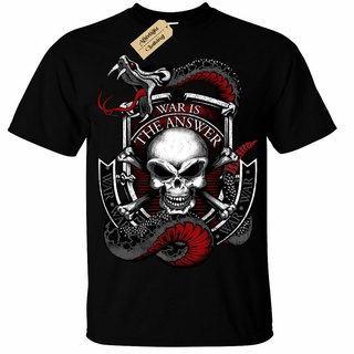 ผ้าฝ้ายคอกลมเสื้อยืดลําลอง แขนสั้น พิมพ์ลายกราฟฟิค War Is The Answer Snake Skull โอเวอร์ไซซ์ Diyfrom S-4XL