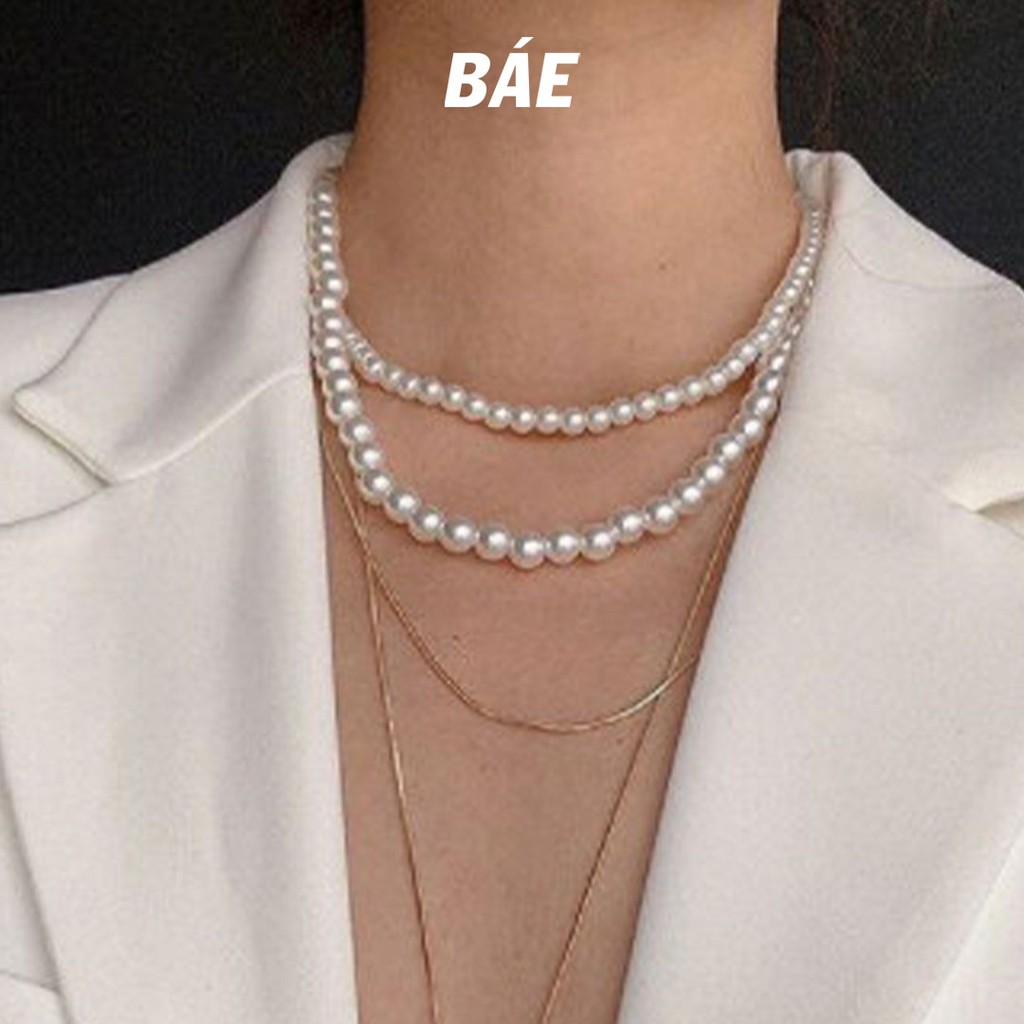 [BNP4] - BASE NECKLACE - สร้อยคอมุก 2 ชั้น