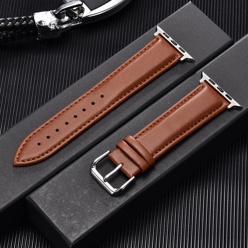Calfskin Genuine Leather Watchband 38mm 40mm 41mm for iwatch 7 2 3 4 5 6 Soft Replace Wrist Strap 42mm 44mm 45mm for Apple Watch