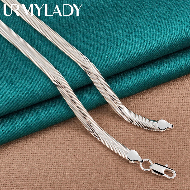Urmylady สร้อยคอโซ่เงินแท้ 925 รูปงูแบน 16 18 20 22 24 26 นิ้ว เครื่องประดับแฟชั่น สําหรับผู้ชาย ผู้หญิง งานแต่งงาน ปาร์ตี้ ราคา ถูกที่สุด ดีลบีเคเค แกลเลอรีภาพที่ 6