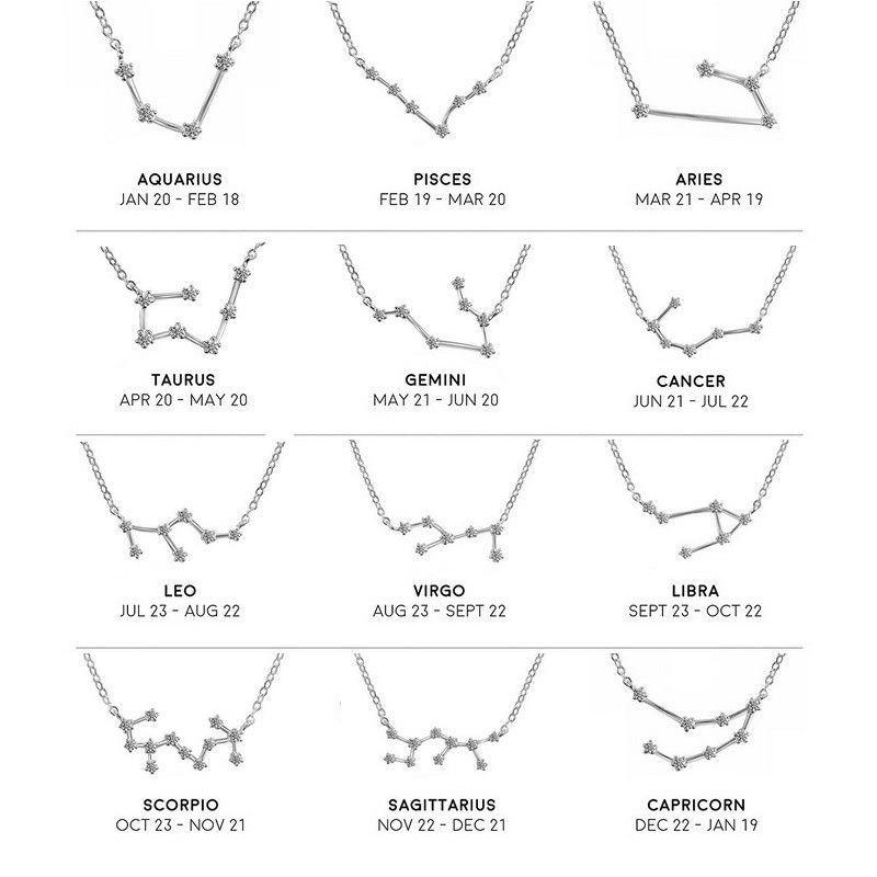 aaoottuuoo5.th สร้อยคอจี้คริสตัล สีทอง ลายกลุ่มดาว 12 ราศี