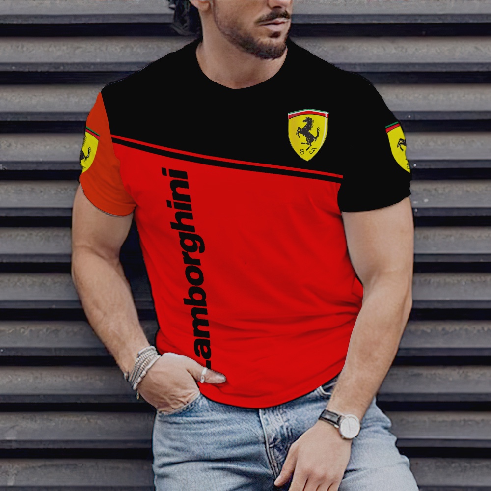 เสื้อยืดแขนสั้น พิมพ์ลาย Formula One F1 Ferrari Out of Team สีแดง สไตล์ฮาราจูกุ สําหรับผู้ชาย