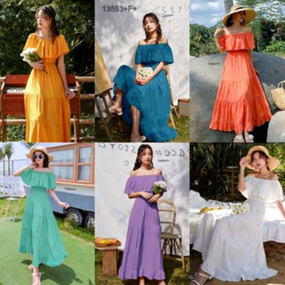 *13553👗MaxiDress เดรสเปิดไหล่👗