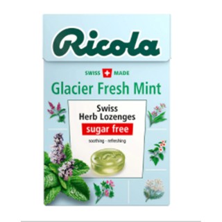 Ricola Swiss Herb Lozenges Candy Sugar Free Glacier Fresh Mint 40g.ริโคลากลาเซียร์ลูกอมปราศจากน้ำตาลรสเฟรชมินต์ 40กรัม