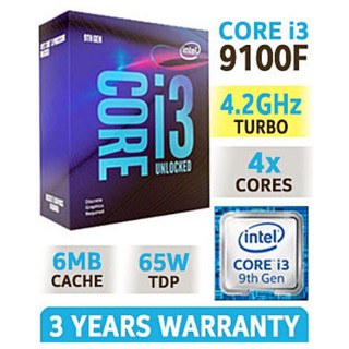 CPU INTEL CORE I3 9100F (Socket 1151V2) มือสอง พร้อมส่ง แพ็คดีมาก!!! [[[แถมซิลิโคนหลอด พร้อมไม้ทา]]]