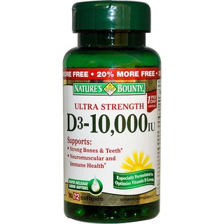 Natures Bounty, D3, Ultra Strength, 10,000 IU, 72 Rapid Release Softgels