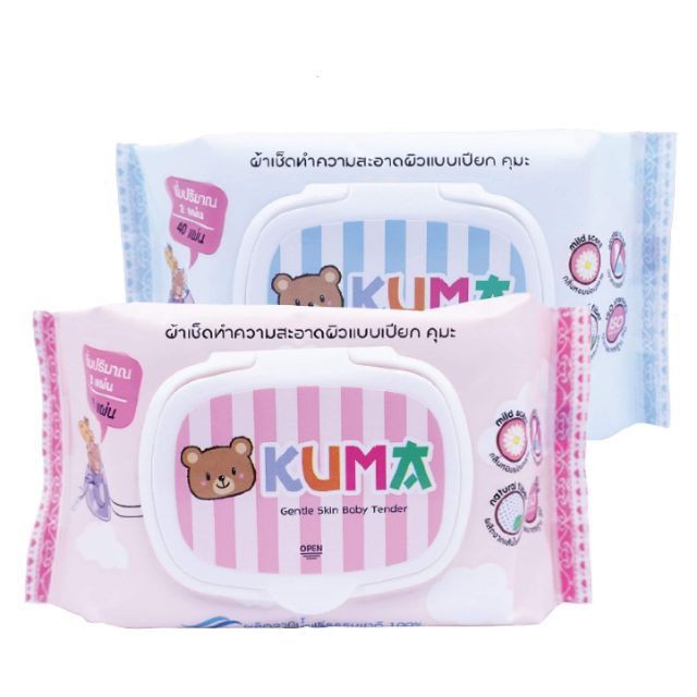 ทิชชู่เปียก กระดาษเปียก KUMA  40 แผ่น เช็ดสะอาดเว่อร์