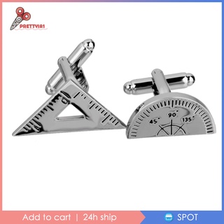 Chic Mathematic Irregular Ruler Cufflink Groom Men Teachers Cuff Link Silver