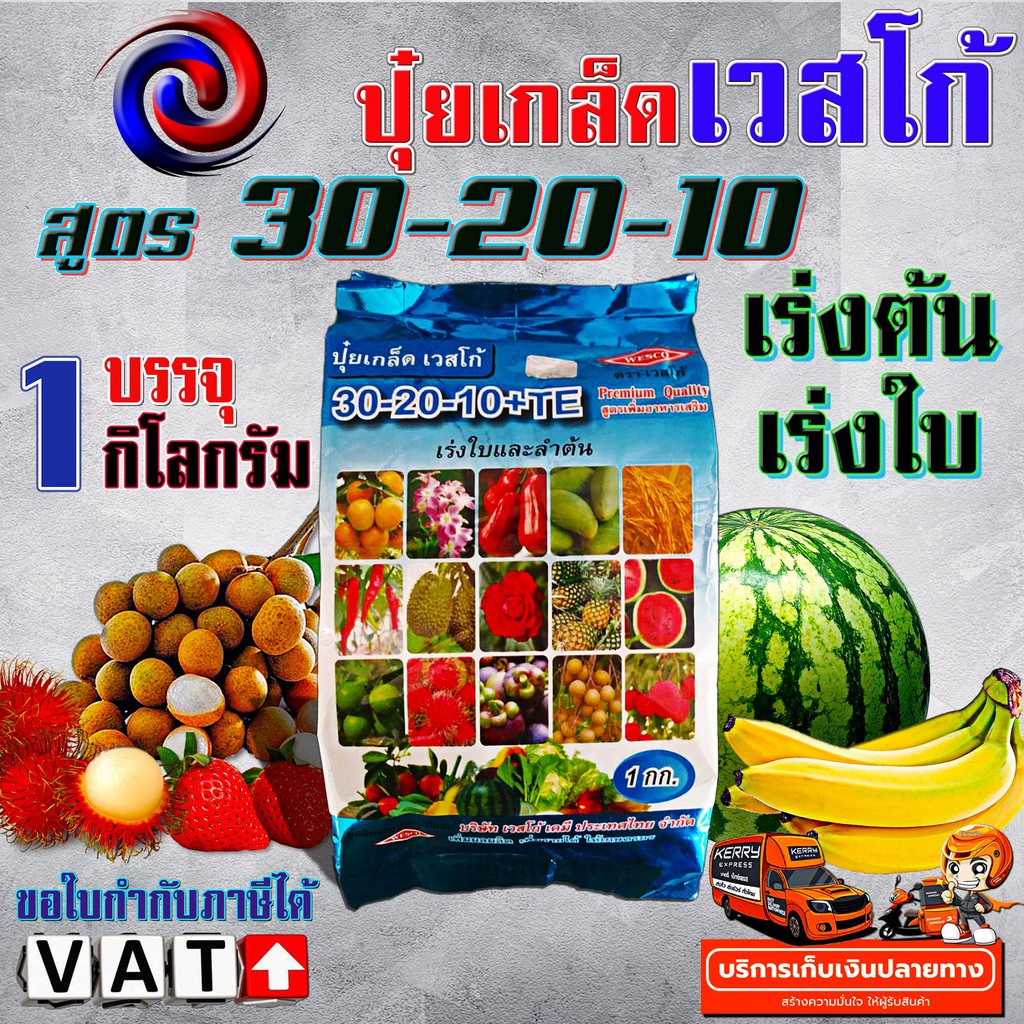🔥ลด 50% ใส่โค้ด INC8LZ3🔥 ปุ๋ยเกล็ดเวสโก้ 30-20-10 +ธาตุรอง&เสริม   เร่งความสมบูรณ์ของลำต้นและใบ บรรจุ 3 กิโลกรัม