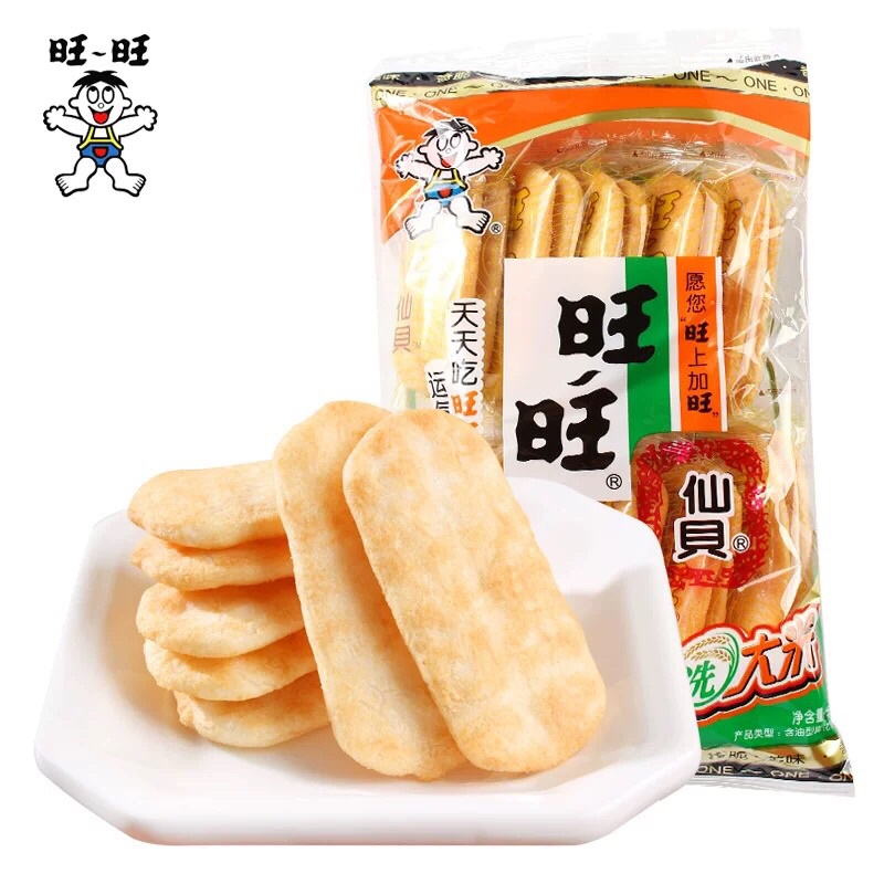 E4  หิมะคุ้กกี้ ห่อใหญ่ พร้อมทาน（旺旺仙贝）ขนาด 52g ข้าวพองอบกรอบ ขนมทานเล่น ว่างๆเฮงๆ ขนมว่าง ว่างๆกินทุกวัน เฮงๆมาทุกวัน 旺旺