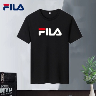 Fila. เสื้อยืดแขนสั้น ผ้าฝ้ายแท้ 100% ทรงหลวม เข้ากับทุกการแต่งกาย สไตล์เกาหลี สําหรับผู้ชาย และผู้หญิง