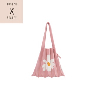 [JOSEPH &amp; Stacey] กระโปรงพลีท ผ้าถัก ลายดอกเดซี่ ขนาดเล็ก สีชมพู