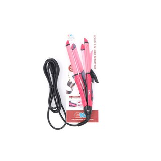 CKL เครื่องหนีบผม เครื่องรีดผม ม้วนผม 2 in 1 Hair Beauty Set รุ่น CKL-737 (Pink)