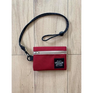 Red Recycled Polyester  กระเป๋าสตางค์ กระเป๋าห้อยคอ ผ้ากันน้ำ พร้อมสายคล้องคอ Underlinebags