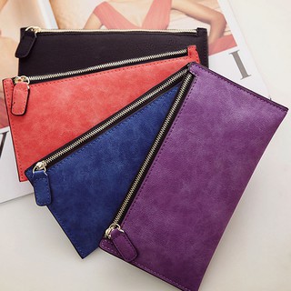 WFE-ผู้หญิง Zipper PU หนัง Clutch เหรียญกระเป๋าถือกระเป๋าสตางค์กระเป๋าสตางค์ยาว