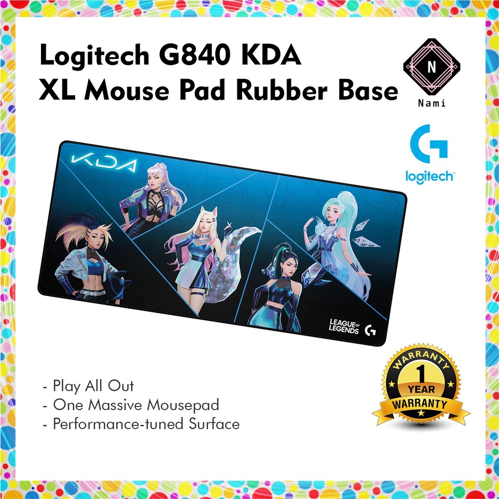 แผ่นรองเมาส์ Logitech G840 KDA XL ฐานยางมั่นคงบาง 3 มม. League of Legends KDA Li