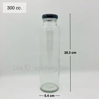 (WG824) ขวดแก้วทรงสูง แบบกลม 300 ml พร้อมฝาสแตนเลส 38 มม.