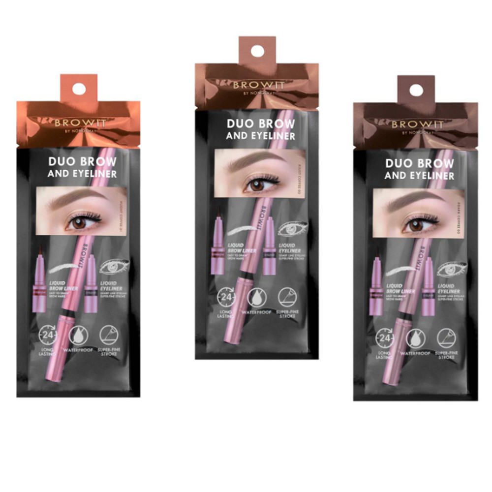 Browit by NONGCHAT Browit DUO BROW AND EYELINER เขียนคิ้ว และ อายไลน์เนอร์ แท่งชมพู