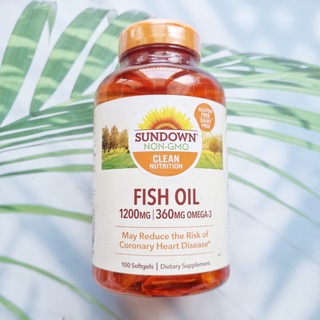 Fish Oil น้ำมันปลา 1200mg 100 ซอฟท์เจล นำเข้าจากอเมริกา (Sundown Naturals) บำรุงสมอง&amp;หัวใจ ลดความเสี่ยงเส้นเลือดหัวใจตีบ