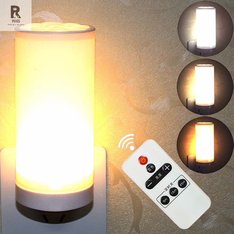 RNG ไฟติดห้องนอนพร้อมรีโมท หรี่แสงได้ โคมไฟ LED โคมไฟหัวนอน โคมไฟติดผนัง แบบเสียบปลั๊ก ปรับความสว่างได้ 10 ระดับ