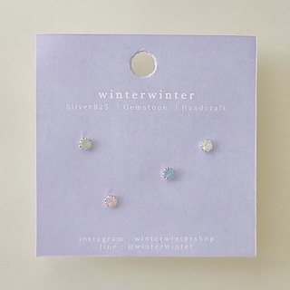 (โค้ด MZ8QP ลด 45.-) Winterwinter Jewelry Silver925 : เครื่องประดับเงินแท้ เงินแท้925 ต่างหูประดับเพชร cz ( 3mm )