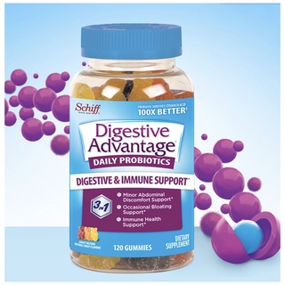 (Exp.05/24)Schiff Digestive Advantage Probiotic Gummies Natural Fruit 120 Gummiesโ ปรไบโอติก 120 Gummies