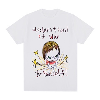 เสื้อสีขาว - โยชิโตโมะนาราสงครามสําหรับตัวเองผู้ชายเสื้อยืดใหม่ทีท็อปส์ซูลําลองแขนสั้นOคอคอสีขาวเสื