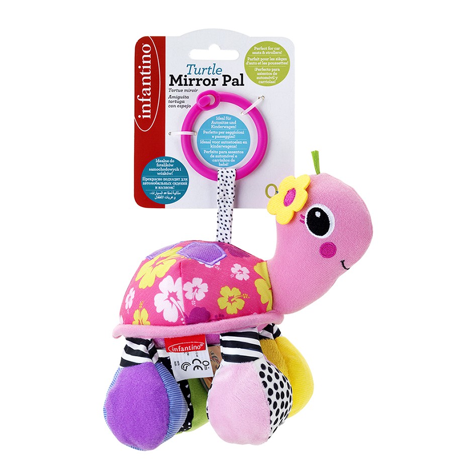 Infantino : Turtle Mirror Pal Sparkle - โมบายห้อยรถเข็น เต่าสีชมพู