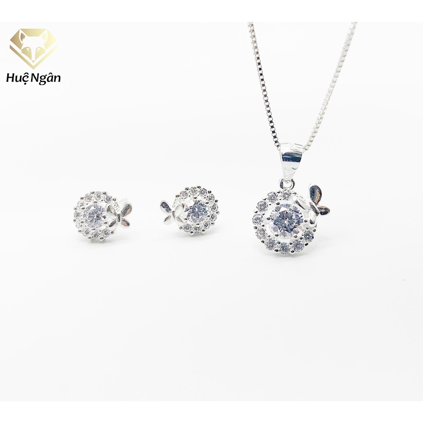 สร้อยคอและต่างหูอิตาลี Combo 925 Hue Ngan - ปีกผีเสื้อสปริง DS160008-ES160008