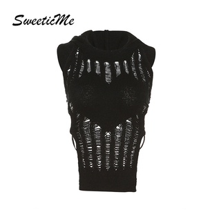 Sweeticme ใหม่ เสื้อกล้ามลําลอง แขนกุด สีพื้น ทรงสลิมฟิต เซ็กซี่ แฟชั่นสําหรับสตรี 2022