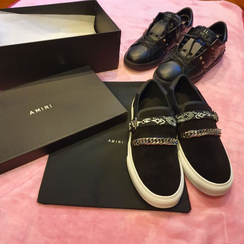 Amiri Bandana Buckle Slip-On Amiri Shoes รองเท้าผู้ชาย  (รูปถ่ายวีดีโอจากสินค้าจริง) | Shopee Thailand