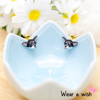 Earrings / ต่างหู : White-Black Chihuahua (Short-Haired) / ชิวาวา ขนสั้น สีขาว-ดำ