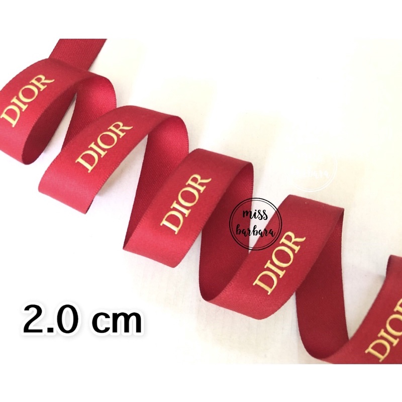 ริบบิ้นดิ ออร์ ของแท้ CNY สีแดงอักษรทองนูนเด่น ขนาด 2.0 cm