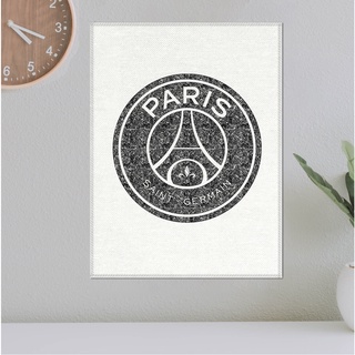 โปสเตอร์ ผ้าแคนวาส ตราสโมสร PSG Paris Saint-Germain ปารีแซ็ง-แฌร์แม็ง ลายเส้นปากกาหมึกดำ ภาพวาดสเก็ตช์