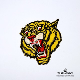 ตัวรีดติดเสื้อ เสือ งานปัก หัวเสือ ลาย สัตว์ป่า Tiger Head Patch wop ตัวรีด อาร์ม ติดเสื้อ กางเกง กระเป๋า หมวก DIY เท่