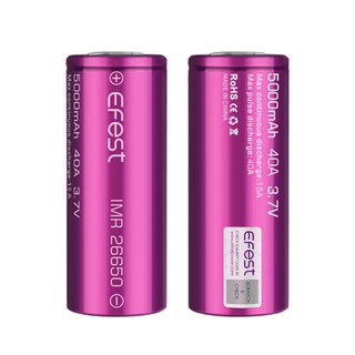 (2ก้อน)ถ่านชาร์จEfest IMR 26650 5000mAh 40A 3.7V ถ่านชาร์จคุณภาพสูง รับประกัน 3 ปีจากผู้ผลิต