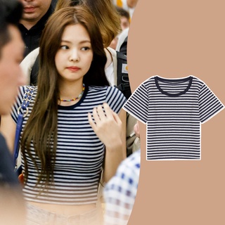 REBUILD Jennie BLACKPINK เสื้อผู้หญิง เสื้อเชิ้ตแขนสั้น เกาหลี แฟชั่น ใส่สบายๆ สินค้ามาใหม่  22042006