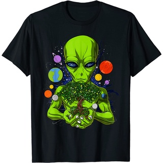 เสื้อยืด พิมพ์ลายดาวเคราะห์ อวกาศ เอเลี่ยน ต้นไม้ วิทยาศาสตร์ สําหรับผู้ใหญ่
