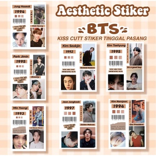 สติกเกอร์ ลาย BTS JUNGKOOK TAEHYUNG JIMIN SUGA JIN JHOPE KIM NAMJOON/STICKER AESTHETIC HP สําหรับติดตกแต่งโทรศัพท์มือถือ