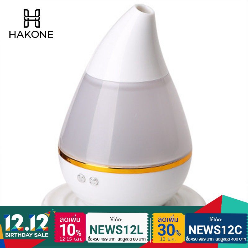 HAKONE เครื่องเพิ่มความชื้น Ultrasonic หลอด LED เปลี่ยนสีได้ ชาร์จด้วยสาย USB ที่เพิ่มความชื้น Homeh